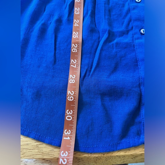 Alfani Womens 3/4 sleeve pleated Royal Blue Button Up Shirt Dress Size XL - Picture 5 of 6